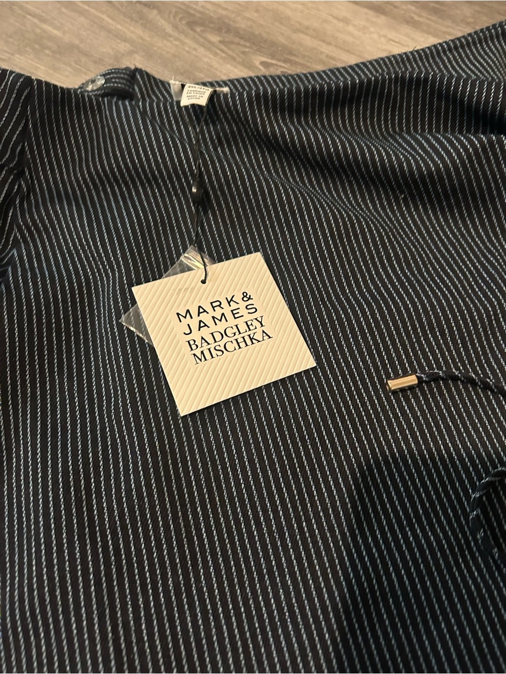 Mark & James Badgley Mischka Navy Pinstripe A-Line Skirt with Side Tie Size 3XL - Picture 7 of 8